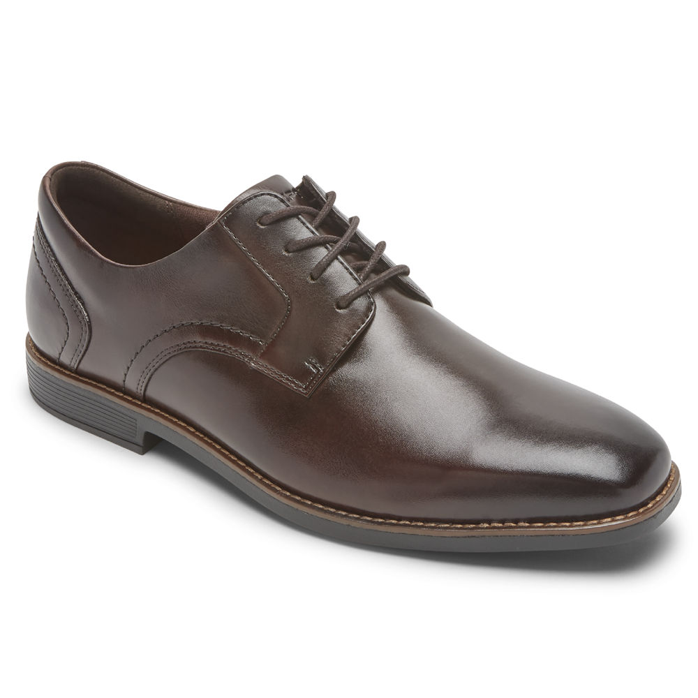 Rockport Mens Slayter Plain Toe Shoe - Lace Up Dark Brown - HIJ089654